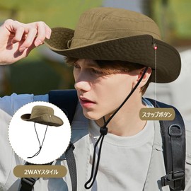 Croogo Safari Hat, Men's Large Size, Wide Brim Bucket Hat, UV Cut Hat, Sun Protection, Lightweight, Breathable, Windproof, Chin Strap, 2-Way, UV Protection, Foldable, Unisex, Stylish, Fishing,