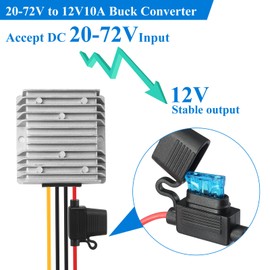 YBBOTT DC 20V-72V Step Down to 12V 10A 240W Waterproof Buck Power Converter Power Supply for CNC Equipment Switches Photovoltaic Panels etc