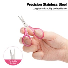 Small Scissors All Purpose, Sharp Mini Detail Craft Scissors Set with Protective Cover, Precision Straight Fine Tips Design, Ideal for Paper Cutting, Scrapbooking, Beauty Crafting, Sewing, Red/Purple
