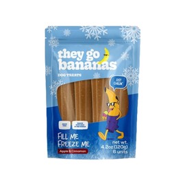 They Go Bananas Dog Treats | Fill & Freeze Chews for Dogs | 4.2oz (120g) - 6 Chews, Grain-Free Dog Treats for Dogs (Pack of 1, Apple Cinnamon)