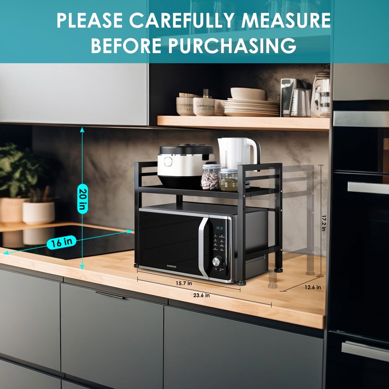 DOLALIKE Microwave Oven Rack, Expandable Microwave Stand Countertop Kitchen Utensils