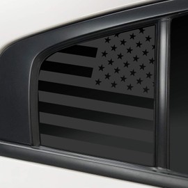 Bogar Tech Designs - PRECUT Quarter Window American Flag Vinyl Decal Compatible with Dodge Charger 2011-2023, Matte Black