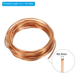 PATIKIL 16 Feet Solid Bare Copper Wire, 12 Gauge 99.9% Pure Copper Wire 2.5mm Soft Beading Wire Metal Plant Stem Ties for Jewelry Craft (5m)