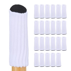 Relaxdays Chair Leg Socks, Set of 24, Furniture Socks for Chair & Table, Floor Protection, Elastic, Round Chair Stockings, White