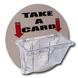 Marketing Holders 2 Pack Vehicle Business Card Box Metal Mount Clear Plastic Holder for 3.5" x 2" Printed Materials with Round Take A Card Magnet and Hinged Lid