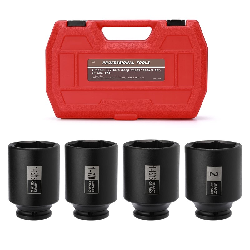 Mayouko 4PCS 1/2" Drive Spindle Axle Nut Impact Socket Set,