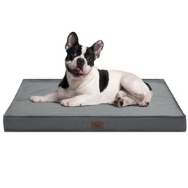 Tail Stories Tail Stories Outdoor Dog Bed for Medium/Small Dogs, Waterproof Dog Crate Bed for Medium Dogs Cats, Orthopedic Egg Crate Foam Pet Bed with Washable and Removable Oxford Cover, Grey