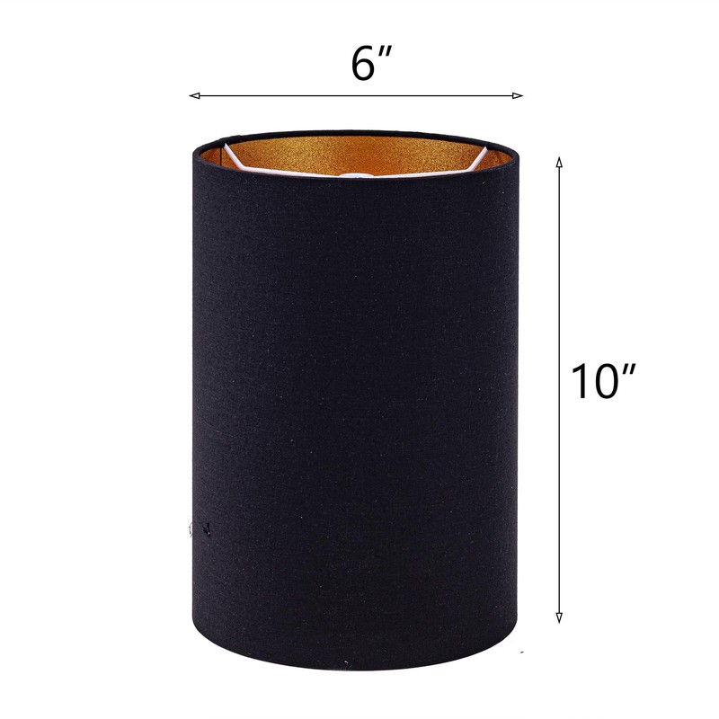 Wellmet BlackGold 6"x 6"x10" Lampshade, No Assembly Required, Classic Modern