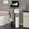 Freestanding Toilet Paper Holder with Tissue Box Storage, Black Metal