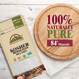 Himalayan Chef Kosher Sea Salt, Fine Grain Kosher Salt, Replacement for Table Salt, Non-Iodized, Unrefined, Non-GMO, All-Natural, No Additives - 48 oz Bag