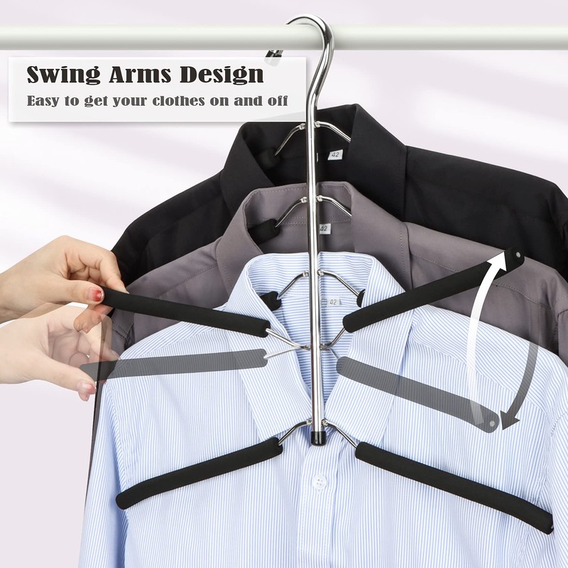 Hangers Space Saving Clothes Hanger 2 Packs Swing Arm Non