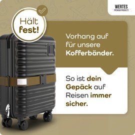 Luggage Strap Set of 4 – Suitcase Straps Safe & Eye-catching – Luggage Strap with Name Tags – Luggage Strap – Brown