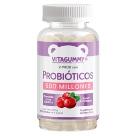 Gomitas V-PROB con probioticos sabor arandano, frasco con 60 gomitas de 4gr cu                                                                        