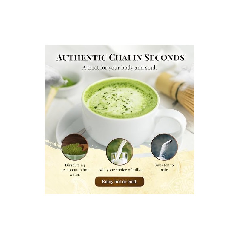 Organic Matcha Masala Chai Powder - Makes 65 Cups