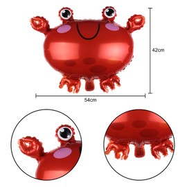 HAICN 4Pieces Crab Foil Balloons Ocean Animal Balloons Cute Crab Photo Prop Baby Shower Birthday Party Decorations Supplies for Under The Sea Party