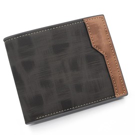 Tecerrity Men's Slim Leather Wallet, 4 Card Holders, Zipper Pocket, ID Buckle Pocket (Black)