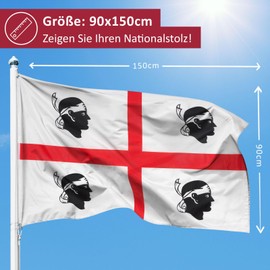 PHENO FLAGS Sardinia Flag 90 x 150 cm - Weatherproof Flag with Brass Eyelets, 100% Polyester, Robust Double Stitching and in Vivid Colours - Ideal for Flag Lovers