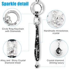Bonito llavero de muñeca para mujer, accesorios de llavero de cristal, cordón de muñeca brillante para llaves, llave de coche