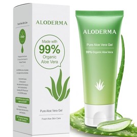 Aloderma Pure Aloe Vera Gel - Soothes and Hydrates Dry, Itchy, or Irritated Skin; great for Acne, Dandruff, Sunburn, Rashes (4 oz)
