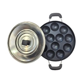Ignite Cookware 12 Cavity Non Stick Appam Patra Pan | Mini Pancake Balls Pan | Paniyarakkal | Aluminium with Lid