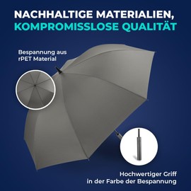 LANGENBERG Regenschirm groß mit [Ø138 CM SPANNWEITE] inkl. automatischer Öffnung - Regenschirm Sturmfest mit stilvollem Griff - XXL Regenschirm Herren und Damen - Stockschirm groß samt Tragehülle