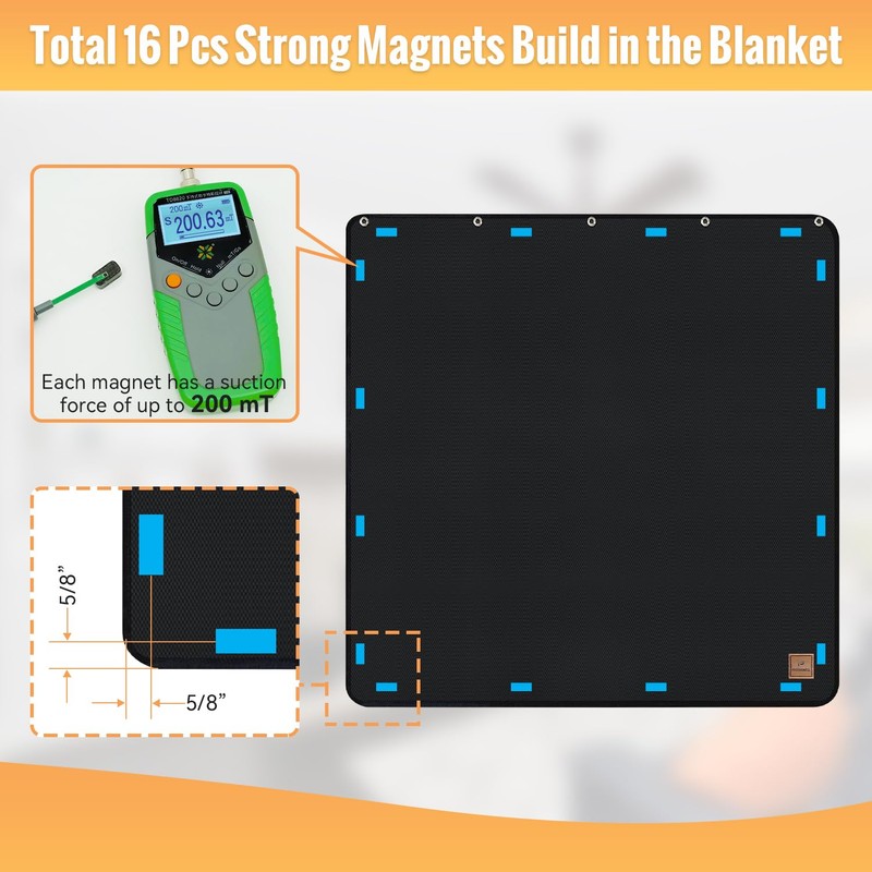 Magnet Fireplace Cover, Fireproof Fireplace Draft Blocker, Fireplace Blanket for