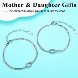 OAVOOK Mother Daughter Bracelets Set for 2 Mothers Day Mom and Daughter Gifts Mommy and Me Birthday Christmas Knot Jewelry