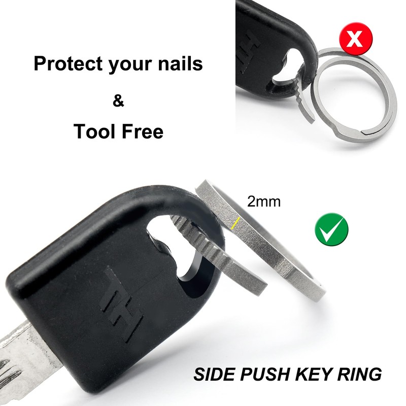 Side Pushing Titanium Key Ring for Key Carabiner Anti-Slip Design