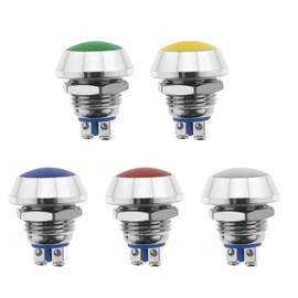 ECSiNG 5PCS 12mm Momentary Push Button Switch 5A 12V DC Waterproof Brass Round On/Off Switch for Power Starting Devices Motor Starting Motorized Vehicle