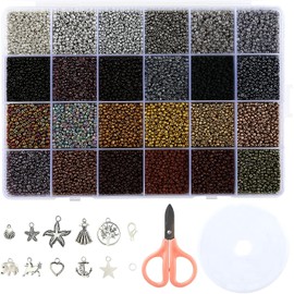 Naler 24000 Cuentas de Colores 2mm Mini Cuentas y Abalorios Cristal para DIY Pulseras Collares Bisutería (24 Colores, Color Metálico)