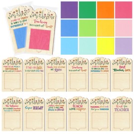Motipuns 72 Pcs Teacher Appreciation Gifts Bulk Christmas Teacher Sticky Note Pad Holder Xmas Thank You Gift Wildflower Inspirational Sticky Note Dispensers Holder with Sticky Note for Women Coworker