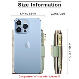 BAYITIONE Small Wallets for Women Leather Bifold Zipper Pocket Wallet Cute Flower Credit Card Holder Coin Purse with ID Window