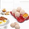 Ceramic Egg Tray 6-Cup Egg Holder Container for Fridge (Red,