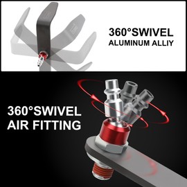 Hromee Pneumatic Tool Rafter Hook Hanger with 1/4" Swivel Air Fittings, L-Shaped Hook for Air Nailer, Air Hammer, Air Blow Gun with 1/4” Female to 3/8” Male Adapter 2 Pieces