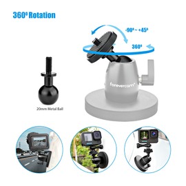 Forevercam Magnetic Camera Mount 1/4 and Magnetic Camera Tripod Magnetic Base Nootle Mini Ball Head High Performance Metal for Secure Attachment to Steel Compatible with GoPro Camera