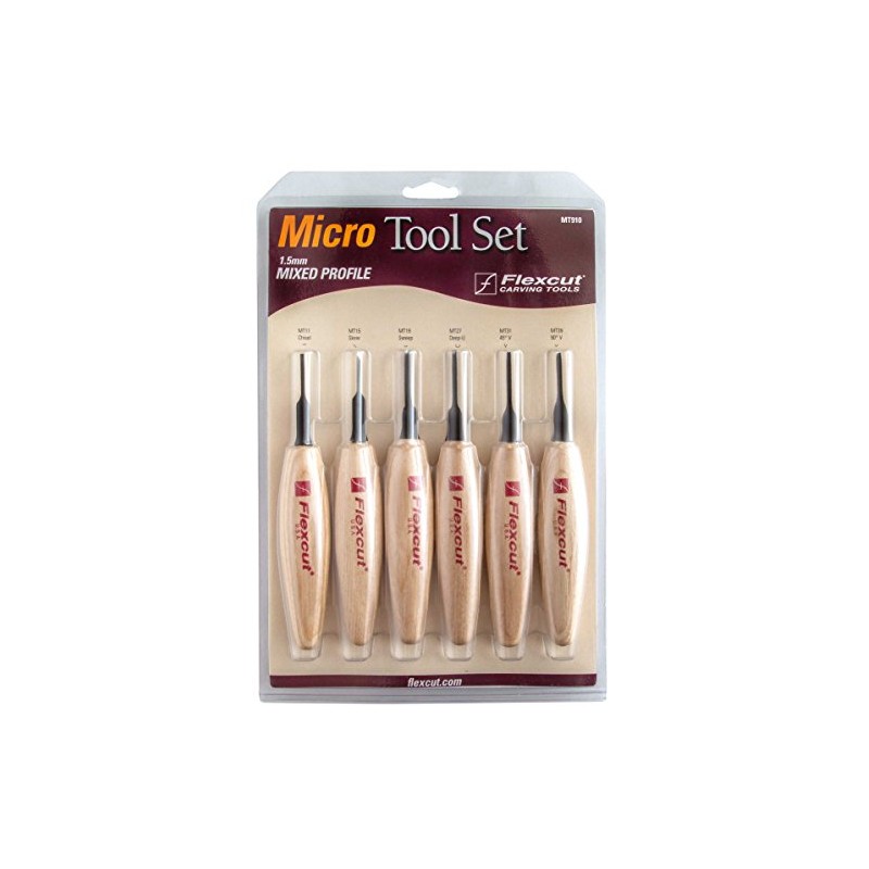 Flexcut Wood Carving Tools 1.5mm Mixed Profile Micro Tool Set