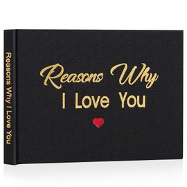 Artmag What I Love about You Fabric Book, Fill-in-the-Blank Love Journal Book for Couples Husband Wife Him Her Birthday Christmas Gifts Stocking Stuffer (Black)