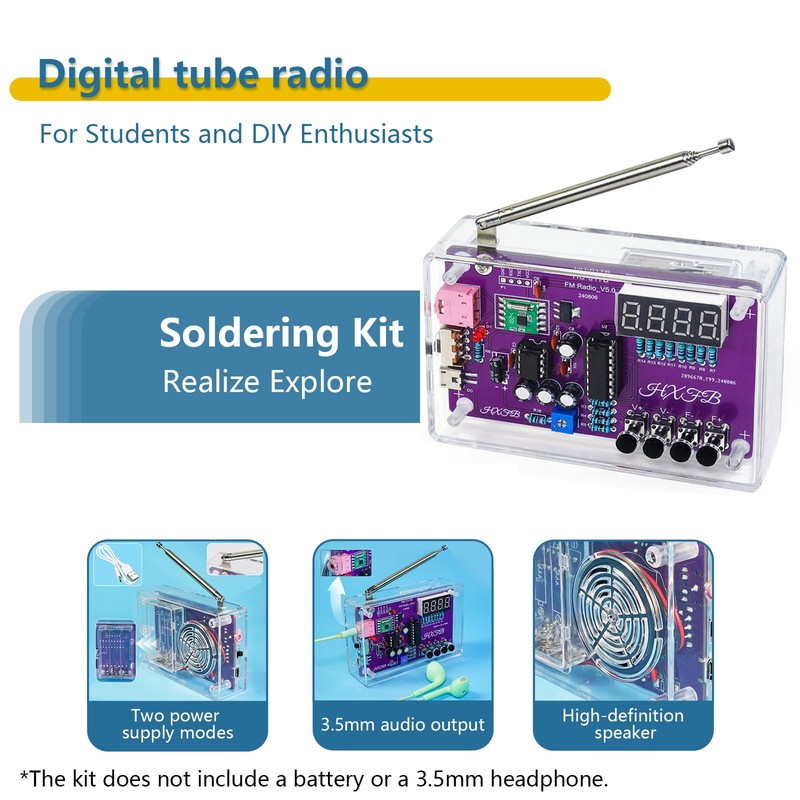 EIELE Soldering Practice kit 87-108MHz with 2 Power Supply Modes