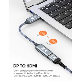 Snowkids DisplayPort to HDMI Adapter (4K 30Hz) Unidirection Display Port to HDMI Converter Male to Female, Non-bidirectional DP Output to HDMI Input Converter