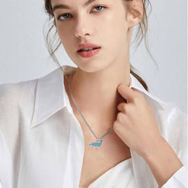CUPENDA Wolf Necklace Sterling Silver Turquoise Wolf Pendant Necklace Wolf Jewellery Gifts for Women Men