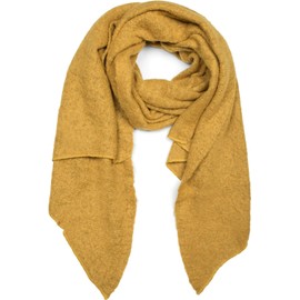 StyleBreaker 01017118 Women’s Soft Monochrome Woven Scarf in Asymmetric Shape, Winter Stole - mustard