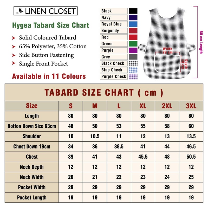 LINEN CLOSET Womens Tabards with Pockets for Men Ladies Cleaning