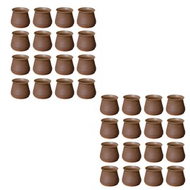 Stuhlbeinschoner, Silikon, rund, mit Filz-Pads zum Schutz von Hartholz-/Fliesenböden vor Kratzern, Braun, 32 Stück