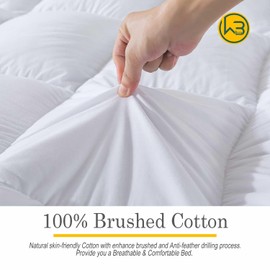 WhatsBedding Feather Bed Mattress Topper, Memory Foam Mattress Topper, Thicked Down Alternative-Lined, White, Full