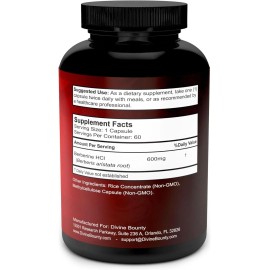 Divine Bounty Pure Berberine Complex - 600mg Per Capsule HCl...