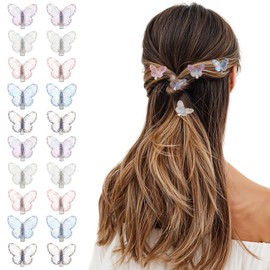 20PCS Glitter Mini Butterfly Hair Clips for Girls, Sparkly Colorful Butterfly Hair Clips, Glitter Hairs Accessories for Girls and Women Y2k Cute Small Tiny Clip in 5 Assorted Colors