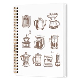 nvucamd Vintage Coffee Spiral Notebook, Coffees Themed Journal Notebook, Coffee Lovers Gifts Journaling Notebooks for Women Men, Retro Office School Supplies Gifts, 5.5x8.3 Inch