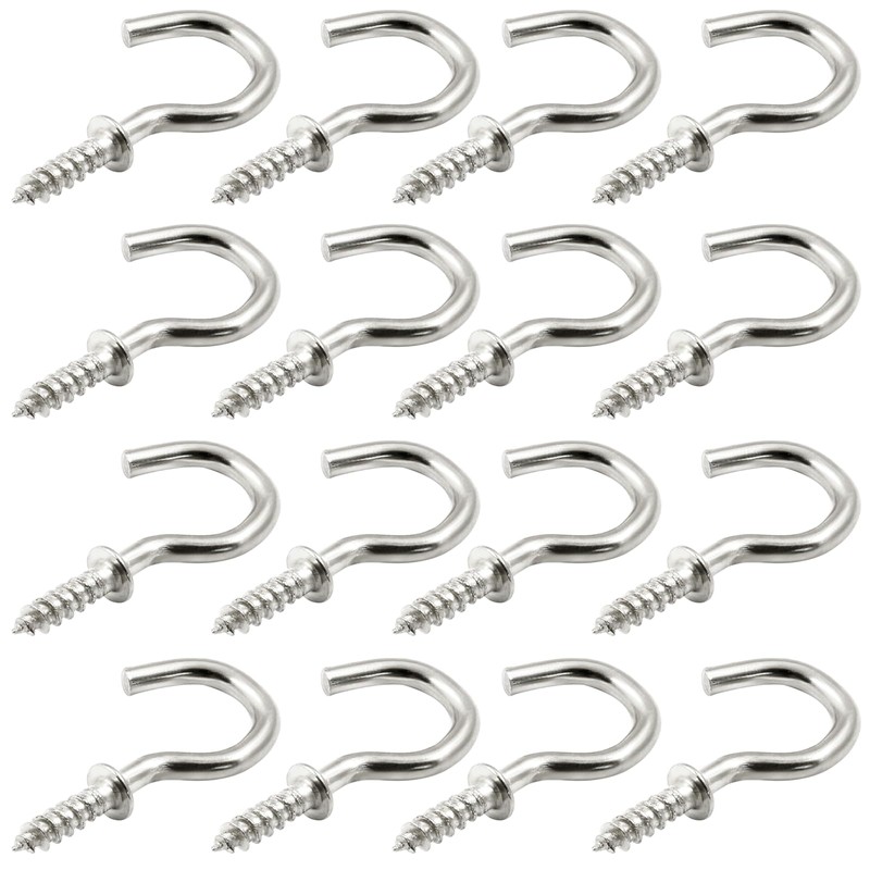 Bonsicoky 120 Pcs 5/8 Inch Screw Hooks, Nickel Plated Metal