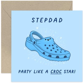 Old English Co. Funny Birthday Card for Stepdad - 'Croc Star' Birthday Card for Him - Hilarious Croc Male Birthday Card for Step-dad - 40th, 50th, 60th, 70th | Blank Inside Envelope