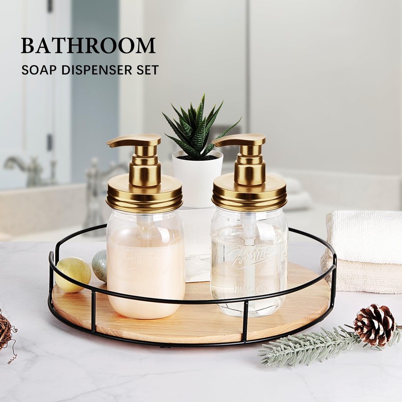Amolliar Plastic Mason Jar Soap Dispenser with Pump Lid,16OZ Refillable
